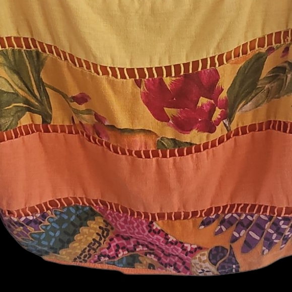 FARM Rio Rainbow Mixed Prints Tiered Linen Blend Top in Mix Print sz XS - Picture 5 of 10